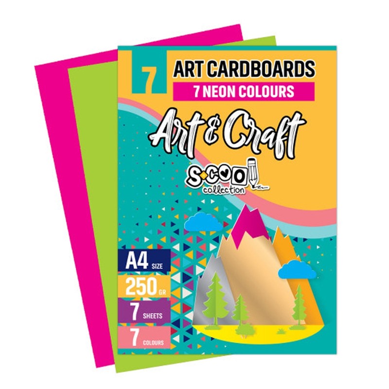 Carton color, format A4, culori neon, 250 g/mp, set 7 coli/set - imagine 4